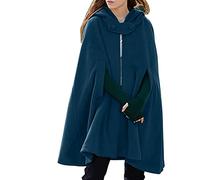 Capuche Moyen Femmes Cape Hiver Vintage Pardessus Mode Bouton Manteau Laine Manteau Manteau Cintré Long37
