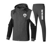 Capuche pour Hommes Casuals FOR THE HOR-DE, Bloc de couleurs, Sweat à Capuche Et Pantalon 2 PièCes(Grey,XL)