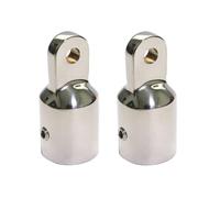 Capuchon D’extrémité à Œillet Bimini 2 Pièces en Acier Inoxydable 316 | Finition Polie Miroir, Deux Trous de Boulon 1/4 Pouce, Argenté, pour Remplacement Marin