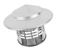 Capuchon d'aération de toit en acier inoxydable, capot conduit cheminée avec protection contre les oiseaux maille, housse la pluie et neige, coupe-vent pour tuyau d'échappement l'e argent 300mm/11.8"