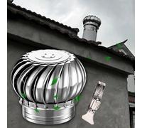 Capuchon d'aération de toit pour éoliennes en acier inoxydable 304 - Fixation de cheminée rotative avec pinces pour une meilleure circulation de l'air et une meilleure efficacité énergétique, acier