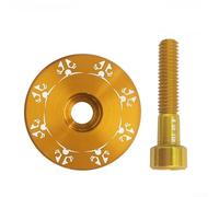 Capuchon de casque de vélo en alliage d'aluminium pour tige de fourche de 28,6 mm, couvercle léger de 15 g avec boulons en acier inoxydable M6, compatible avec les vélos de route et de montagne (doré)