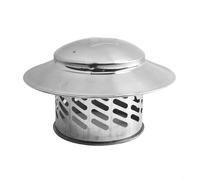 Capuchon de cheminée en acier inoxydable pour sortie d'air de toit, parapluie en métal argenté, protection contre la pluie pour poêle à huile à bois (110 mm)