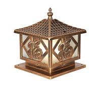 Capuchon de lampe colonne d'extérieur, Rust Fen De Colu C La Landsca Lighti Lante Classic Bla Ca Alumin Po Lam wi Mounti Ba E27(Brass,15.7in)