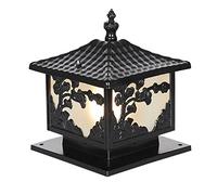 Capuchon de lampe colonne d'extérieur, Vinta Ru Bron Col Pill Lig Ca Alumini Pos Outdo Lighti Pa C Colu La Po Fixtu wi Pi Mou Base(Black,11.8in)