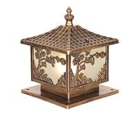 Capuchon de lampe colonne d'extérieur, Vinta Ru Bron Col Pill Lig Ca Alumini Pos Outdo Lighti Pa C Colu La Po Fixtu wi Pi Mou Base(Brass,19.7in)