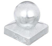 Capuchon de poteau Alberts pour poteau en bois avec tête sphérique avec trous de vis encastrés galvanisé à chaud Longueur : 70 mm Largeur : 70 mm