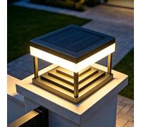 Capuchon de poteau solaire avec télécommande pour lampadaire, clôture, terrasse, colonne - Borne LED étanche pour jardin, patio, jetée