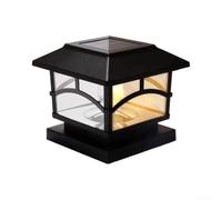 Capuchon de poteau solaire étanche pour poteaux de 16,3 x 16,3 cm en vinyle PVC avec deux modes d'éclairage et capteur automatique du crépuscule à l'aube (noir)