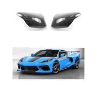 Capuchon de protection de rétroviseur latéral compatible avec Chevrolet Corvette C8 2020-2023, garniture de klaxon, accessoires de voiture, style fibre de carbone noir brillant(Carbon Fiber Style)