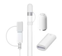 Capuchon De Rechange Magnétique Et Adaptateur De Charge Pour Apple Pencil 1ère Génération, Accessoires Avec Capuchon De Protection En Silicone Et Adaptateur Tether Compatible Avec IPad Pencil Et Câble