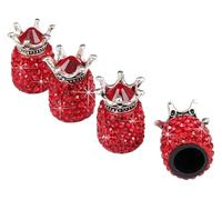 Capuchon de Valve de Pneu Bouchons de Valve de Pneu for véhicules, Lot de 4, en Plastique ABS avec Strass Multicolores(C01930-Red)
