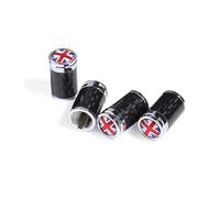 Capuchon de Valve de Pneu en Aluminium Pièces détachées compatibles avec Mini Cooper R55 R56 R58 F59 R60 F56 F60 PJ08 (Union Jack Rouge, Fibre de Carbone)