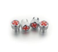Capuchon de Valve de Pneu en Aluminium Pièces détachées compatibles avec Mini Cooper R55 R56 R58 F59 R60 F56 F60 PJ08 (Union Jack Rouge, Argent)