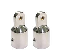 Capuchon D'extrémité à Œillet Bimini 2 Pièces, Acier Inoxydable 316 | Finition Argenté Polie, Deux Trous de Boulon 1/4 Pouce, Fixation Tube pour Remplacement Nautique