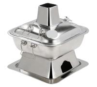 Capuchon d'extrémité en cuivre, marmite au charbon de bois chinois for la cuisson acier inoxydable, à l'ancienne Shabu-shabu, chinoise, ustensiles cuisine(Silver,34cm)