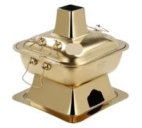 Capuchon d'extrémité en cuivre, marmite au charbon de bois chinois for la cuisson acier inoxydable, à l'ancienne Shabu-shabu, chinoise, ustensiles cuisine(Gold,34cm)