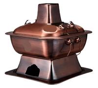 Capuchon d'extrémité en cuivre, marmite au charbon de bois chinois for la cuisson acier inoxydable, à l'ancienne Shabu-shabu, chinoise, ustensiles cuisine(Brass,36cm)