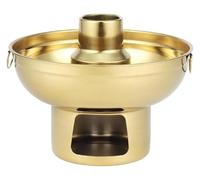 Capuchon d'extrémité en cuivre, marmite au charbon de bois chinois for la cuisson chinoise, à glace sèche acier inoxydable, ustensiles cuisine portables doré(18cm)