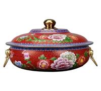 Capuchon d'extrémité en cuivre, marmite au charbon de bois chinois for la cuisson, cuisinière à induction, gaz, soupe spéciale for cuisine domestique, ustensiles(Rosso,32cm)