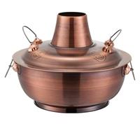 Capuchon d'extrémité en cuivre, marmite au charbon de bois chinois for la cuisson des viandes, fondue, cuiseur pique-nique plein air, ustensiles cuisine, d'acier(30CM)