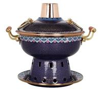 Capuchon d'extrémité en cuivre, marmite au charbon de bois chinois for la cuisson d'une, simple émail, domestique, cuisine, ustensiles(Purple)