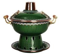 Capuchon d'extrémité en cuivre, marmite au charbon de bois chinois for la cuisson d'une, simple émail, domestique, cuisine, ustensiles(Green)