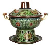 Capuchon d'extrémité en cuivre, marmite au charbon de bois chinois for la cuisson d'une, simple émail, domestique, cuisine, ustensiles(Light blue)
