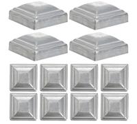 Capuchon Poteau Carré pour Garde-corps 50x50mm, Lot 12 Pièces | Fer Argenté, Bords Lisses et Pose Simple, Protections pour Garde-barres et Garde-fou