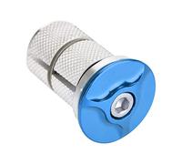 Capuchon supérieur de casque de tige en alliage d'aluminium, 1/1,25 pouces, conception réutilisable, extenseur fourche vélo, bouchon remplacement pour vélo route montagne, Fixie (Bleue)