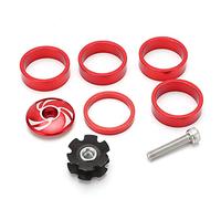 Capuchon supérieur de fourche avant de casque de vélo et écrou étoile avec jeu de vis en aluminium pour jeu de pignons fixes 5410T (Rouge)