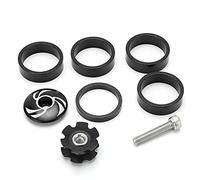 Capuchon supérieur de fourche avant de casque de vélo et écrou étoile avec jeu de vis en aluminium pour jeu de pignons fixes 5410T (Noir)