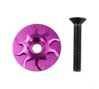 Capuchon supérieur pour casque de vélo pour tige de 28,6 mm, coque en alliage d'aluminium CNC avec boulon en acier inoxydable, finition anodisée (violet)