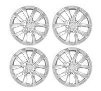 Capuchons de moyeu de Roue, 18 Pouces ABS Noir Mat Motif étoile Couverture de Protection complète pour véhicules 2017 2023 (Silver)