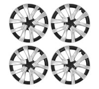 Capuchons de moyeu de Roue, 18 Pouces ABS Noir Mat Motif étoile Couverture de Protection complète pour véhicules 2017 2023 (Silver Black Color)