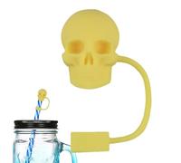 Capuchons de paille en forme de tête de mort - Housse de paille en silicone - Décorations d'Halloween mignonnes têtes de squelette pour 10 mm