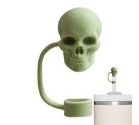 Capuchons de paille en forme de tête de mort pour gobelets - Housse de paille en silicone pour Halloween - Capuchons de tête de squelette mignons pour 10 mm
