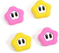 Capuchons de Poignée de Pouce pour Switch - Doux et Adorable Joystick Cover pour Switch/Lite/OLED - Silicone Boutons Analogiques - Jaune+Rose