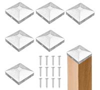 Capuchons de Poteau,6 Pièces Capuchon pour Poteau en Bois 7x7cm,Chapeau de Poteaus Forme Pyramide,Capuchon pour Poteaux Carrés en Métal,pour Protéger Les Poteaux en Bois Oteaux de Clôtur