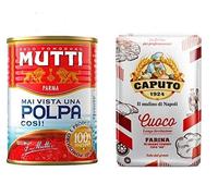 Caputo Cuoco Lot de 12 tests de farine de 1 kg de pulpe de tomate Mutti Polpa Pomodoro 400 g