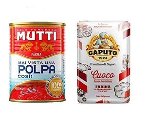 Caputo Cuoco Lot de 12 tests de farine de 1 kg de pulpe de tomate Mutti Polpa Pomodoro 400 g