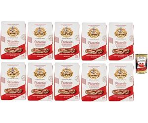 Caputo Pizzeria « 00 » Farine de blé douce, idéale pour une pâte au levain bien hydratée, légère et parfaite, farine pour pizza napolitaine classique, 10 x 1 kg + Italian Gourmet Polpa 400 g