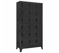 Capwee Armoire Vestiaire Métallique Industriel - Meuble Casier en Acier Anthracite avec 18 Compartiments