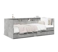 Capwee Canapé Convertible 2 Places Lit tiroir 90x190 lit avec Rangement 90x190 Lit de Jour avec 2 tiroirs Lit en Bois-Gris béton-90 x 190 cm