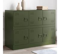 Capwee Meuble de Rangement Bureau Buffet en Métal Armoire de Rangement Salon Armoire Métallique à Casiers pour Salon Bureau Chambre-Vert olive-99x39x73 cm-2