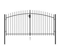 Capwee Portillon Double de Jardin Portillon Double Porte avec Dessus à Pointe Acier Porte de Jardin Barrière de Jardin Terrasse Patio Extérieur-3 x 1.5 m