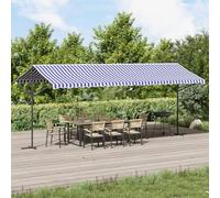 Capwee Store Banne Autoportant Double Pente à Manivelle Auvent autoportant pour Balcons Terrasse et Jardin-Blanc-6 x 3 m