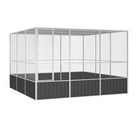 Capwee Volière à Oiseaux Volière Perroquet XXL Grande Cage Oiseau Cage à perruches Acier galvanisé-Anthracite-302.5 x 324.5 x 211.5 cm