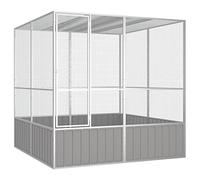 Capwee Volière à Oiseaux Volière Perroquet XXL Grande Cage Oiseau Cage à perruches Acier galvanisé-Gris-213.5 x 217.5 x 211.5 cm