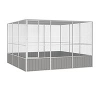 Capwee Volière à Oiseaux Volière Perroquet XXL Grande Cage Oiseau Cage à perruches Acier galvanisé-Gris-302.5 x 324.5 x 211.5 cm
